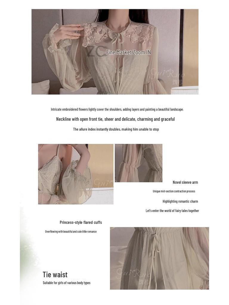 Elegant Lace Backless Plus Size Nightgown with Push-Up Bra and Camisole Set