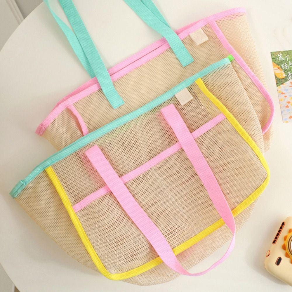 Breathable Shower Tote Bag Foldable Beach Storage Bag Durable Mesh Beach Bag Swimming Pool