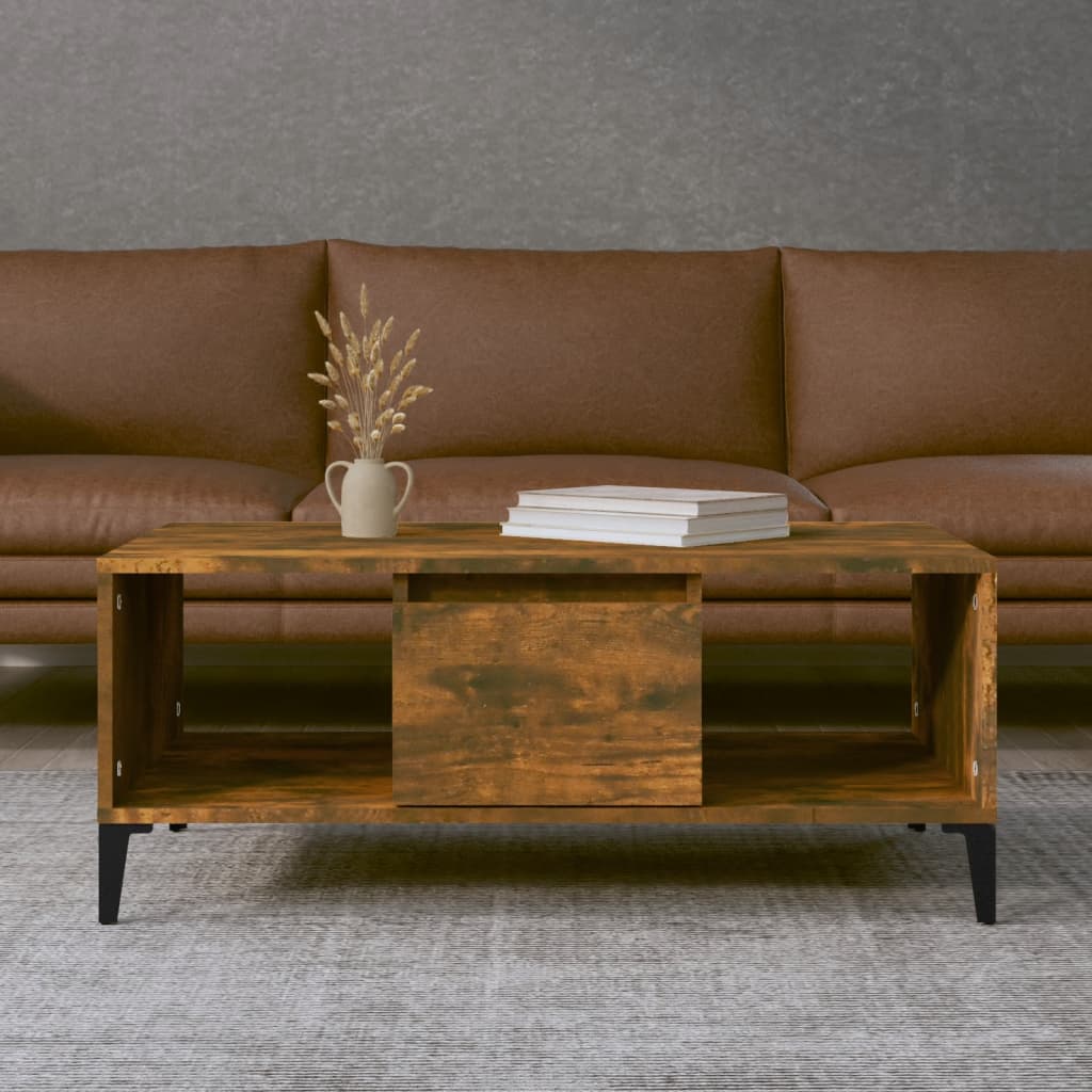 Coffee Table Smoked Oak 90x50x36.5 Cm Engineered Wood