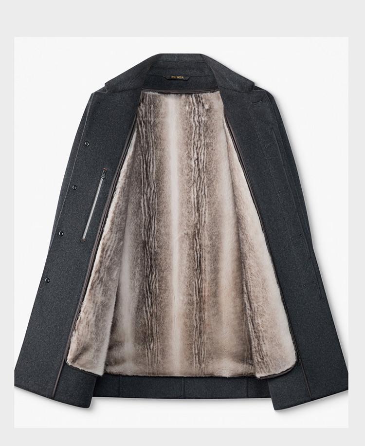 Men's Mid-Length Woolen Winter Coat with Plus Velvet for Middle-Aged and Elderly, Thickened Windbreaker Jacket.