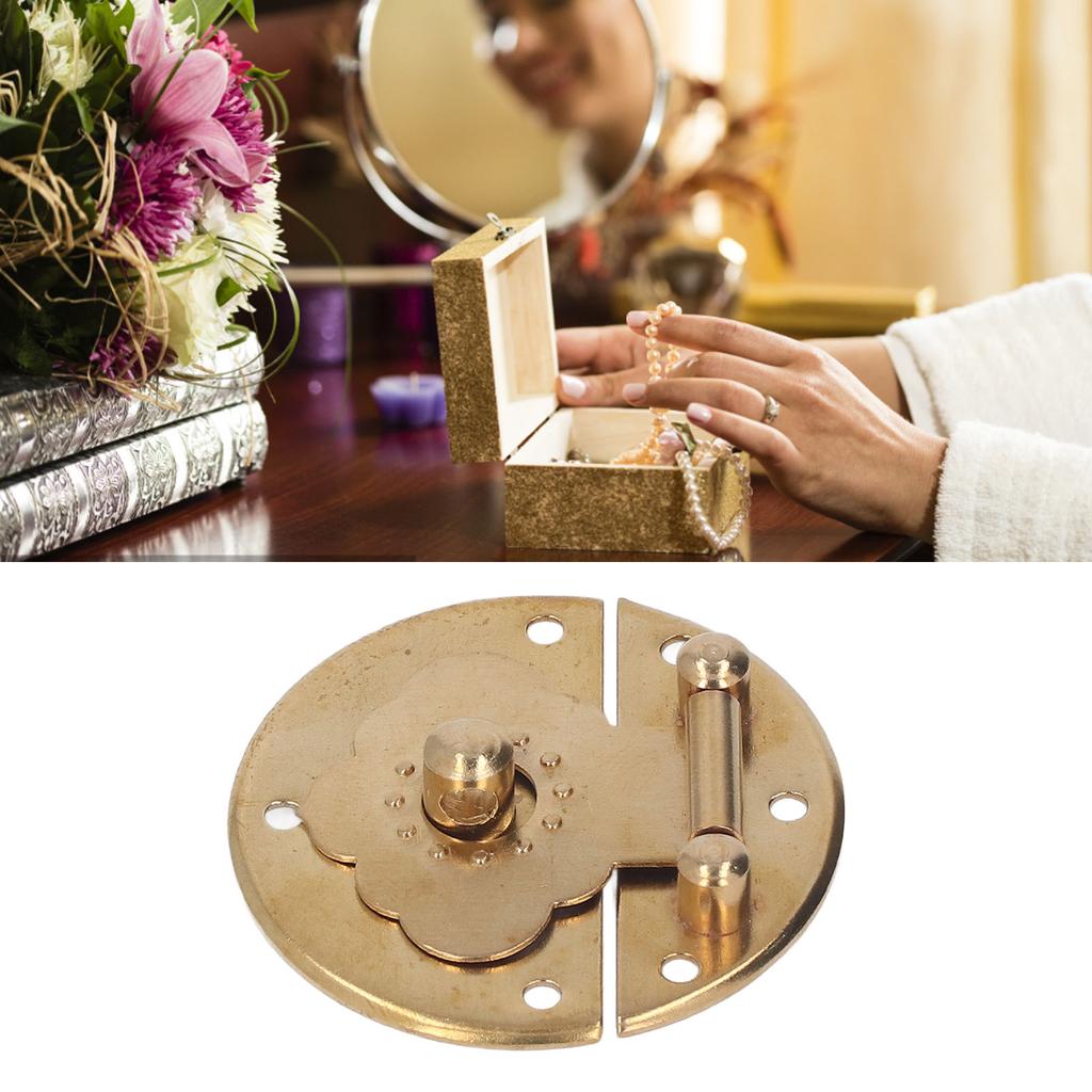Round EmNaBossing Copper Hasp Retro Wooden Box Lock Clasp Decorative Hasps for Wedding Card Boxes Wine Boxes