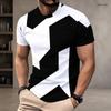 Men Plus Size Round Neck Short Sleeve T Shirt Black White Printed Pullover Straight Hem