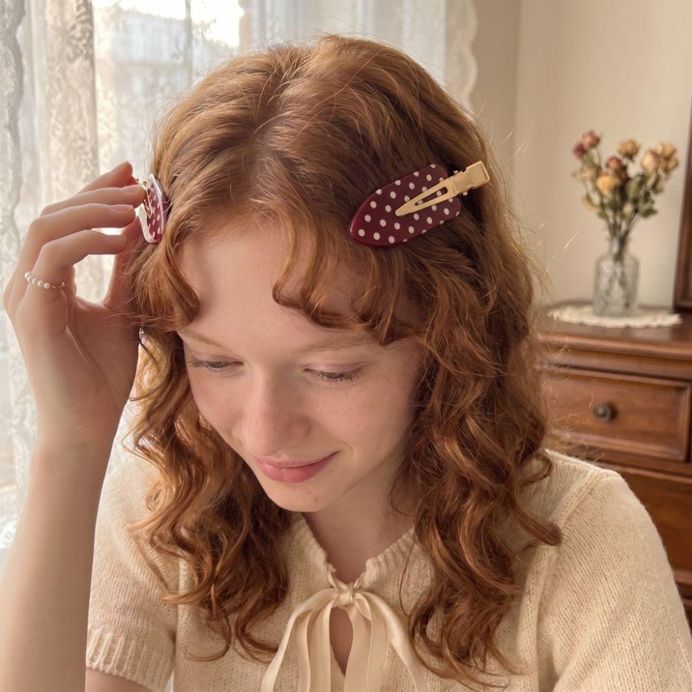Black White Polka Dot Hair Clip Wave Point Side Clip Temperament Acetate Seamless Hairpin  Work