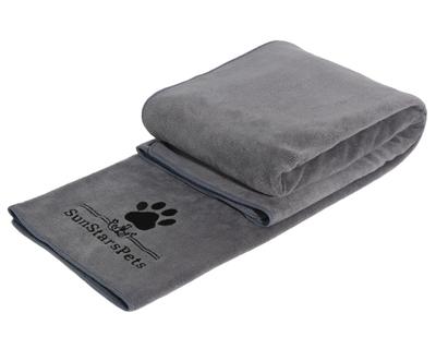 Ręcznik dla zwierząt SunStarsPets dla psów i kotów, superchłonny, miękki, gruby z mikrofibry, duży, supermiękki do ciała (Szary, 140cm x 70cm)