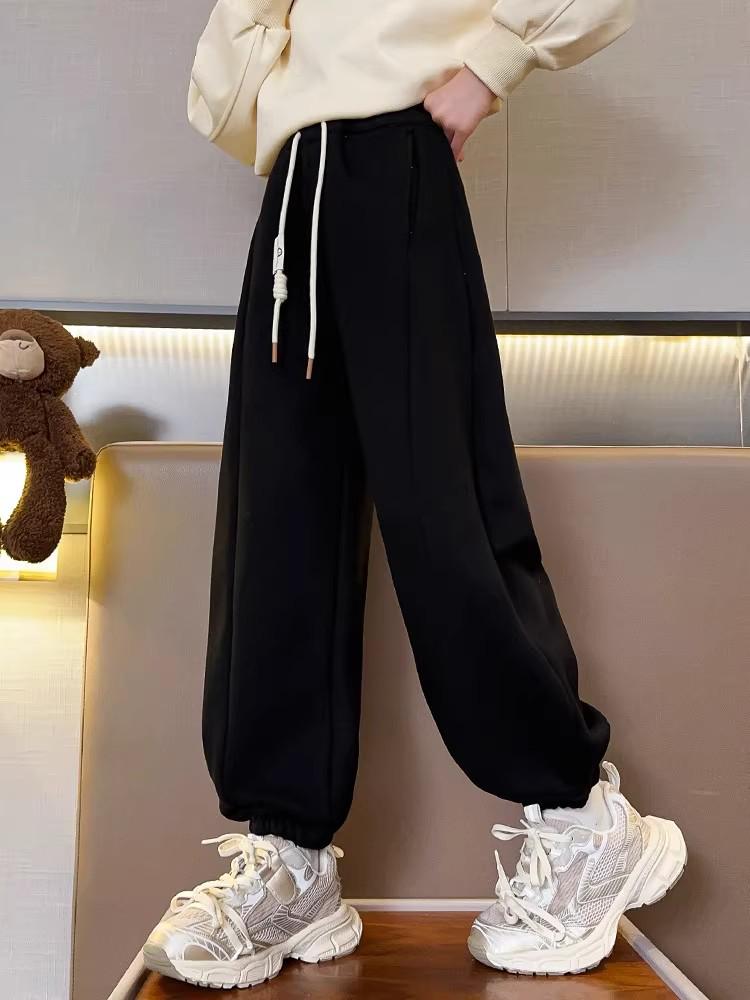 Girls' Autumn 2025 Casual Sweatpants - Trendy Fall Sports Pants for Kids