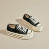Platform Canvas Shoes New Autumn Retro Soft-soled Muffin Heightening Board Shoes Black Shoes Spring and Autumn