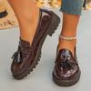 Large size spring and autumn new British style platform small leather shoes tassel
