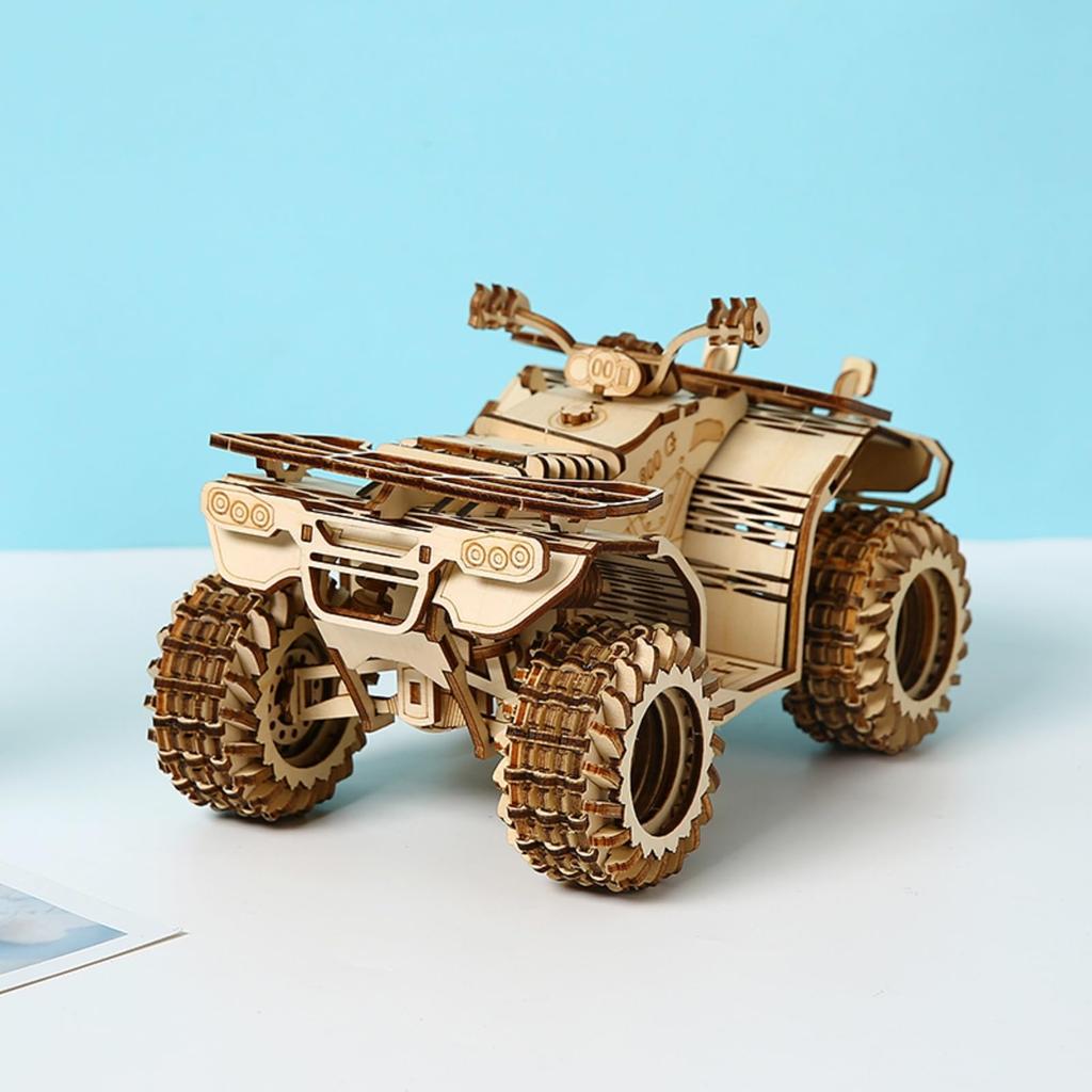 Hallisun 3D Wooden Puzzle for Adults Assembly 3D Beach Buggy Car Moving Mechanical Craft DIY Mechanical Wood Puzzle Toy Hobby Christmas Day Vintage