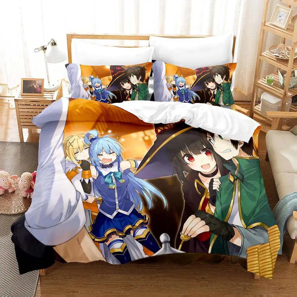 Anime KonoSuba Bedding Set Boys Girls Twin Queen Size Duvet Cover Pillowcase Bed Kids Adult Fashion Home Textileextile