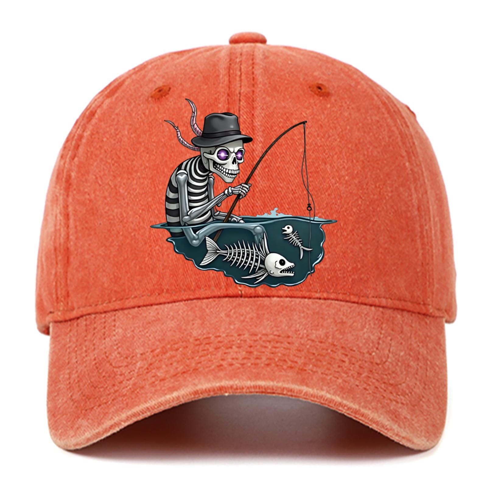 

Персоналізована бейсболка з принтом черепа для чоловіків і жінок, капелюх для прикраси на Геловінську вечірку, дихаючий, зручний та регульований Adjustable помаранчевий