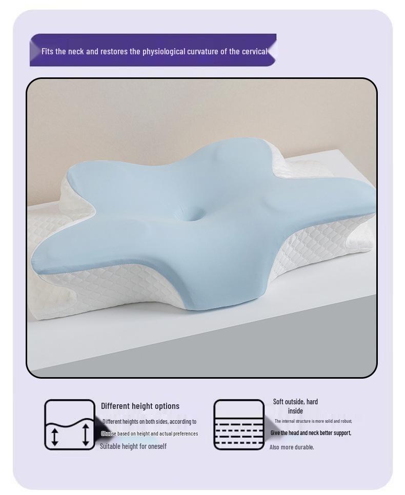 Butterfly Memory Foam Pillow - Ergonomic Horn-Shaped Traction Design for Adults