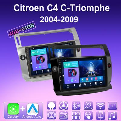 2 DIN Android Carplay Car Radio For Citroen C4 C-Triomphe C-Quatre 2004-2009 Multimedia Player Head Unit Stereo GPS Navigation BT WIFI 4+64GB