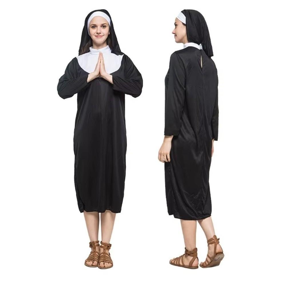 Black Father's Clothing Adult Size Cosplay Costume Gothic Style Nun Costume Cosplay Events