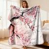Soft Flannel Blanket Elegant Pink Cherry Blossom Watercolor Print Cozy Warm Fabric for Sofa Floral Home Decor All-Season Comfort