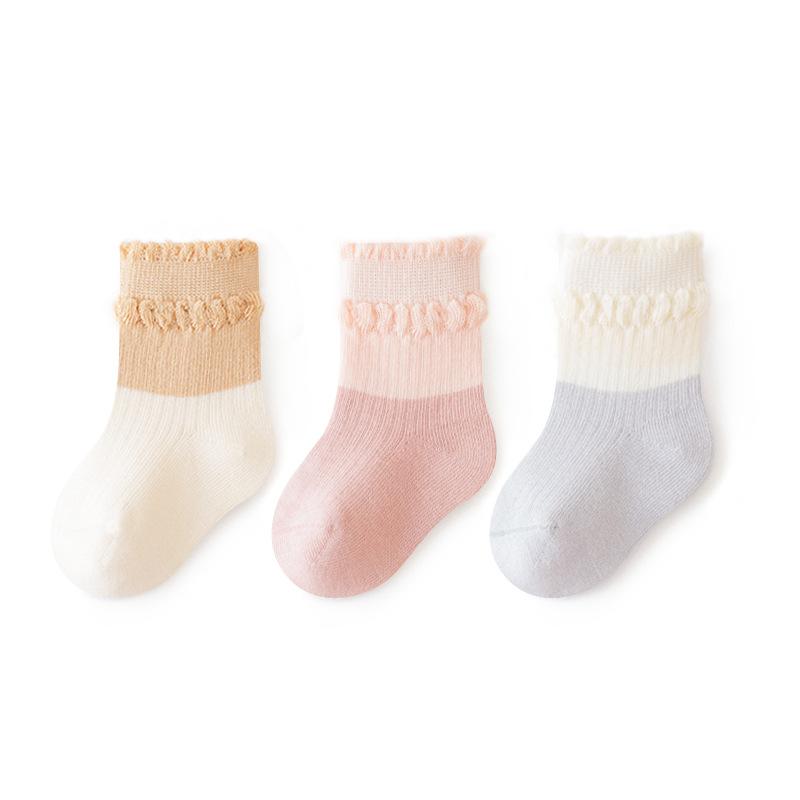 3Pairs/set New Autumn High Elastic Boneless Newborn Baby Tube Socks Toddler Girls Cute Bear In Tube Kids Infant Cartoon Socks