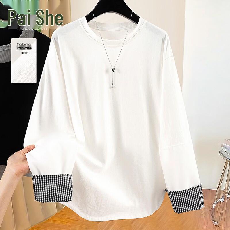 Women s Pure Cotton Color-Block Loose T-Shirt M