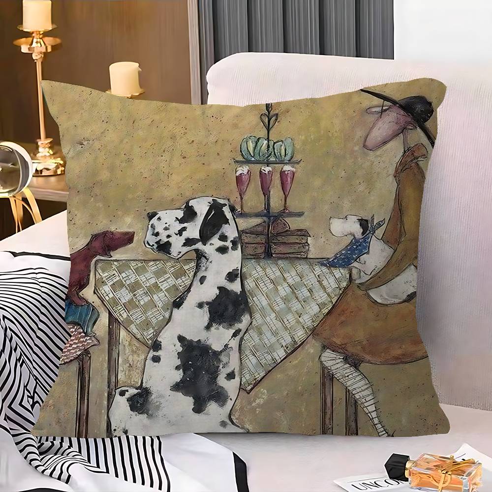 Sam Toft Konst Abstrakt Landskap Kärlek Hundar Kuddfodral Tecknad Gåva Kuddöverdrag Sovrum Hem Soffa Stol Sits Dekor Kuddvar
