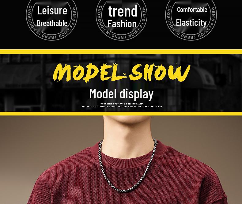 Men's Heavyweight Wool Hoodie - Spring/Autumn Round Neck, Loose Long Sleeve T-shirt, Printed Casual Base Layer