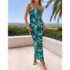 Women's Sexy Suspender Backless Flower Print Slim Summer Long Dress