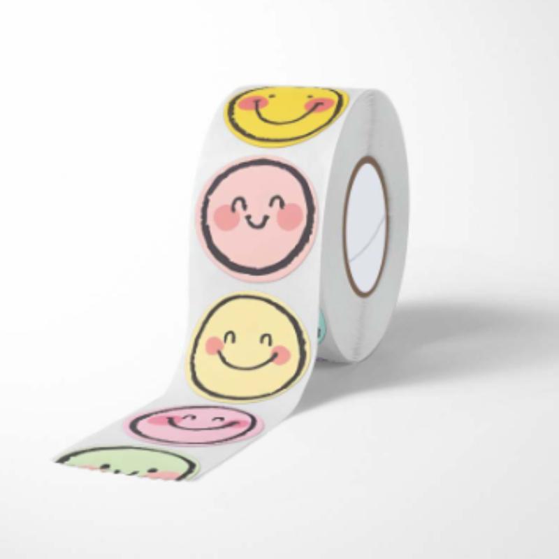 500pcs Colorful Smile Face Paper Labels - Round, for Classroom,Learning Rewards, Gift Tags, Office Gift Packaging,Playful Design
