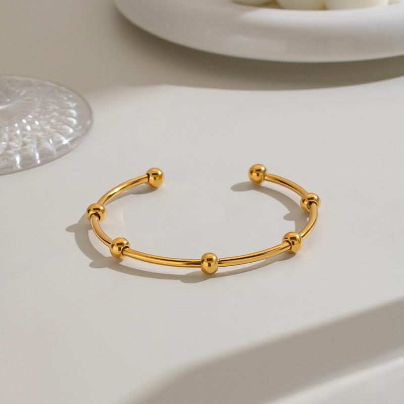 Stainless Steel Round Bead Bangle For Women Fashion Unique Minimalist Geometric Dating Party Jewelry Gifts