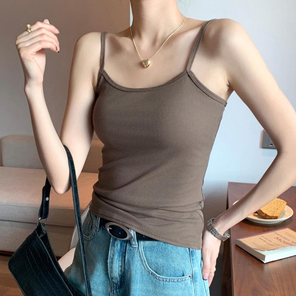 U Neck Knit Tank Top Straps Crop Tops Women Summer Camis Solid Color Yoga Camisole Fashion SportsTube Female Sleeveless Cropped Y2K Girl Clothes