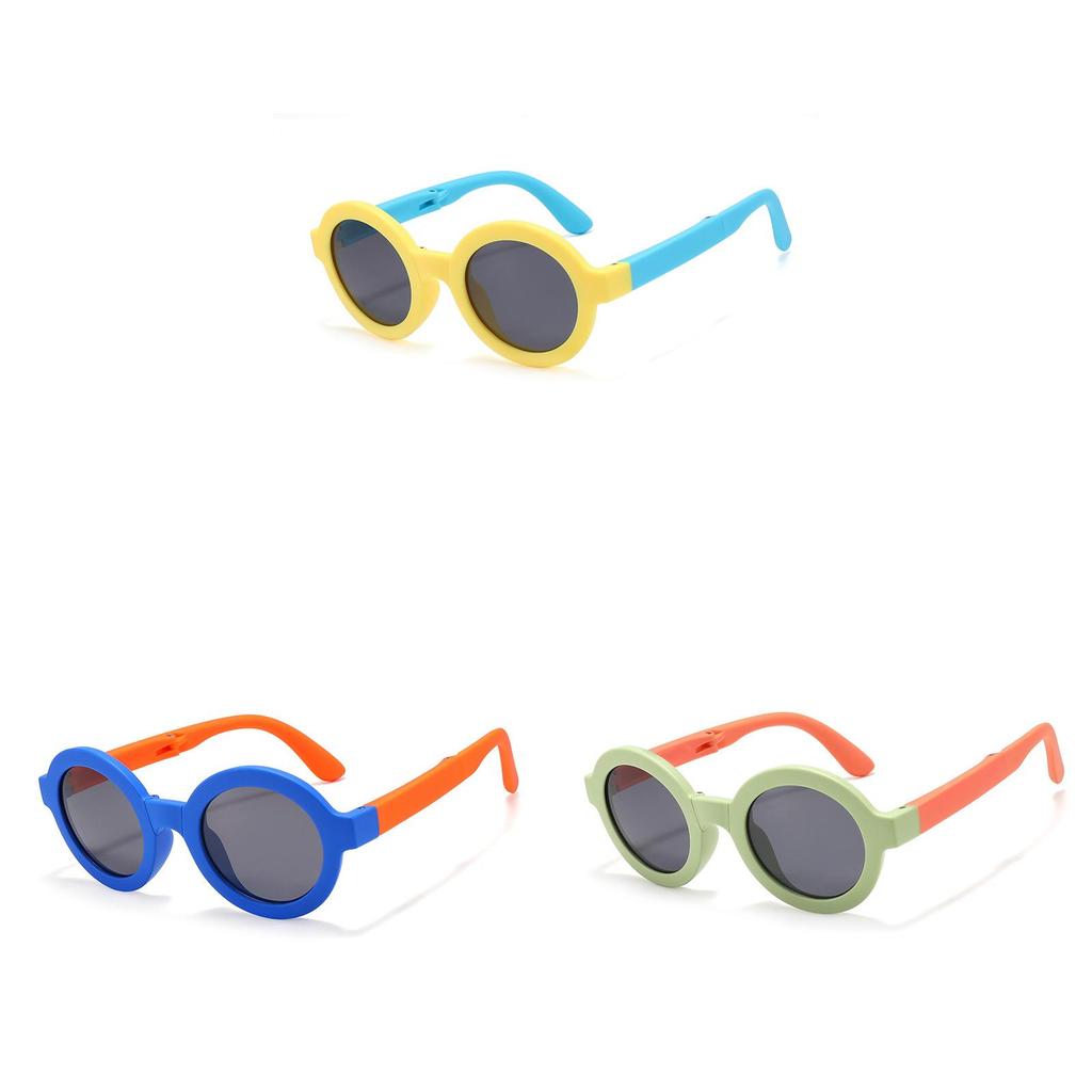 Childrens Sunglasses Foldable Round Frame Summer Outdoor Sun Protection Uv