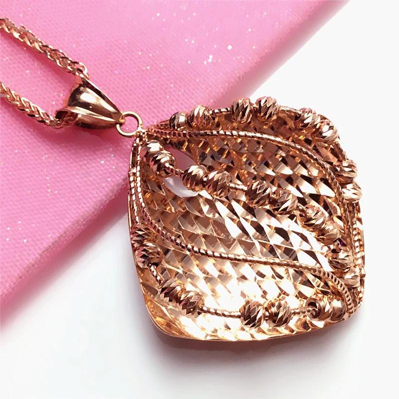 

Уникальный дизайн Новинка блестящий геометрический ромб Подвеска Креативное изысканное ожерелье цвета розового золота для женщин цепочка для ключиц Циркон 45cm