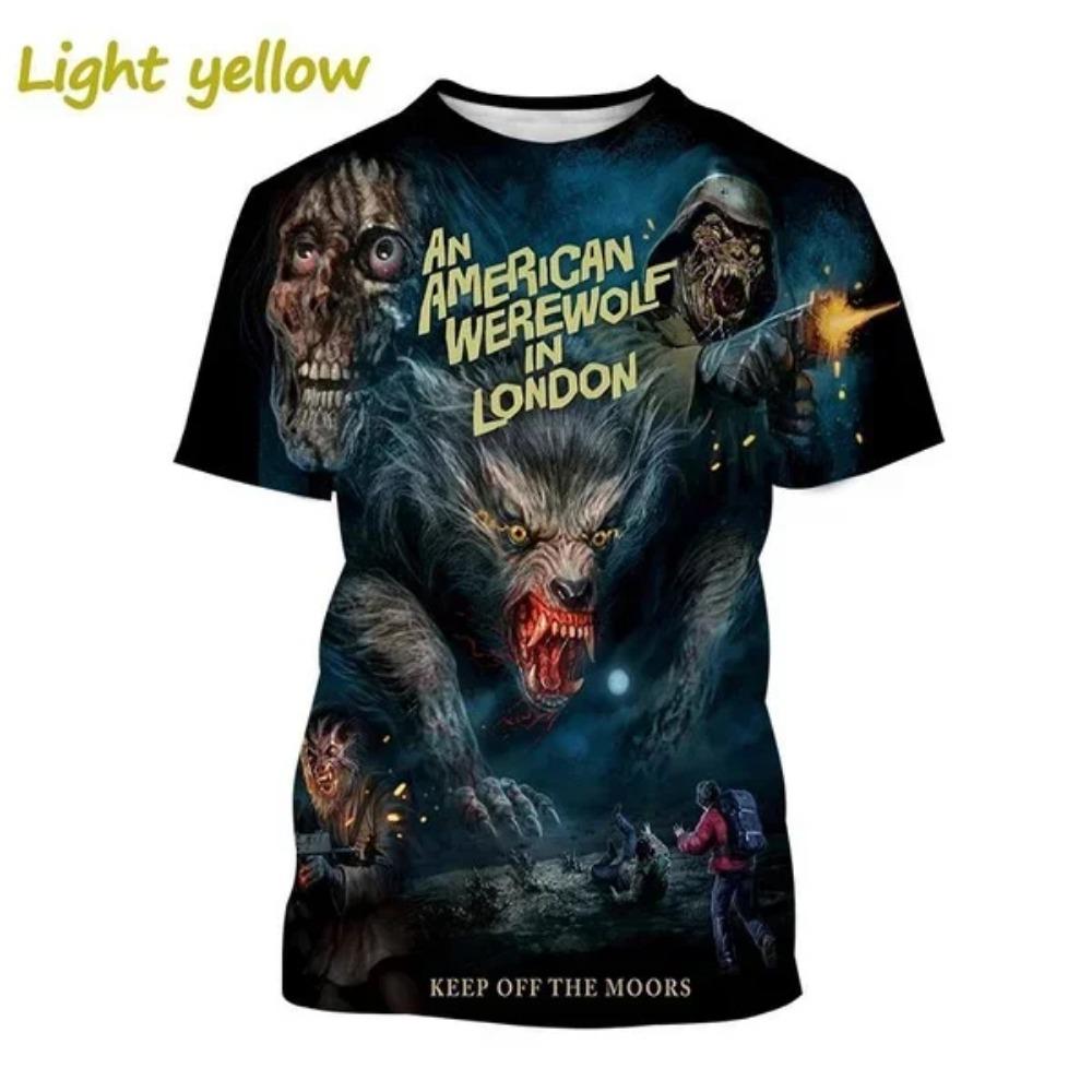 Y2K Top American Werewolf 3D Gedrucktes T-Shirt Lustige Freizeit Herrenbekleidung Mode Herren- und Damen Rundhals Kurzarm T-Shirts