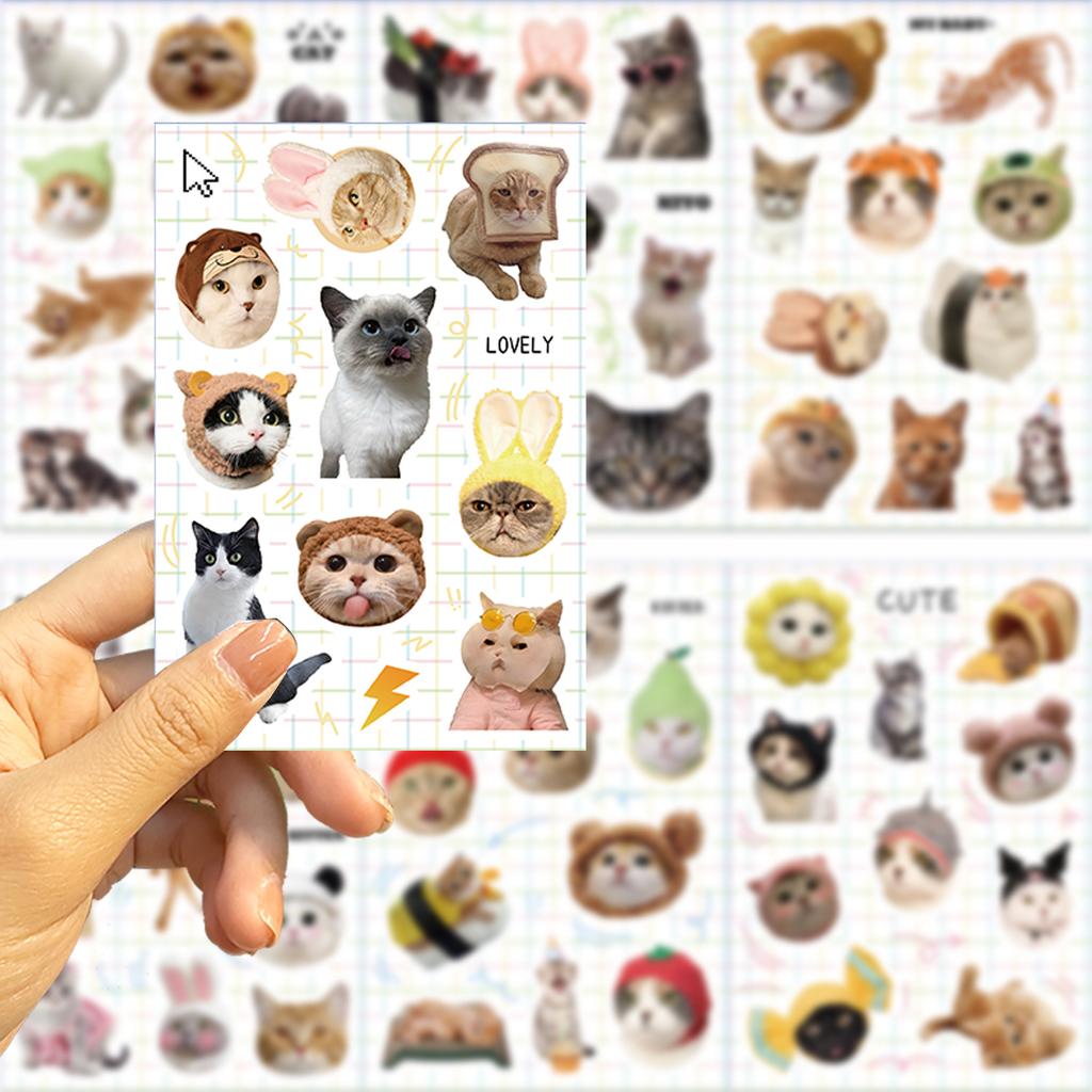 8 Cartoon Cute Cat Stickers Can Be Waterproof Diary Hand Account Stickers Gu Card Stickers DIY Decorative Stickers Stickers