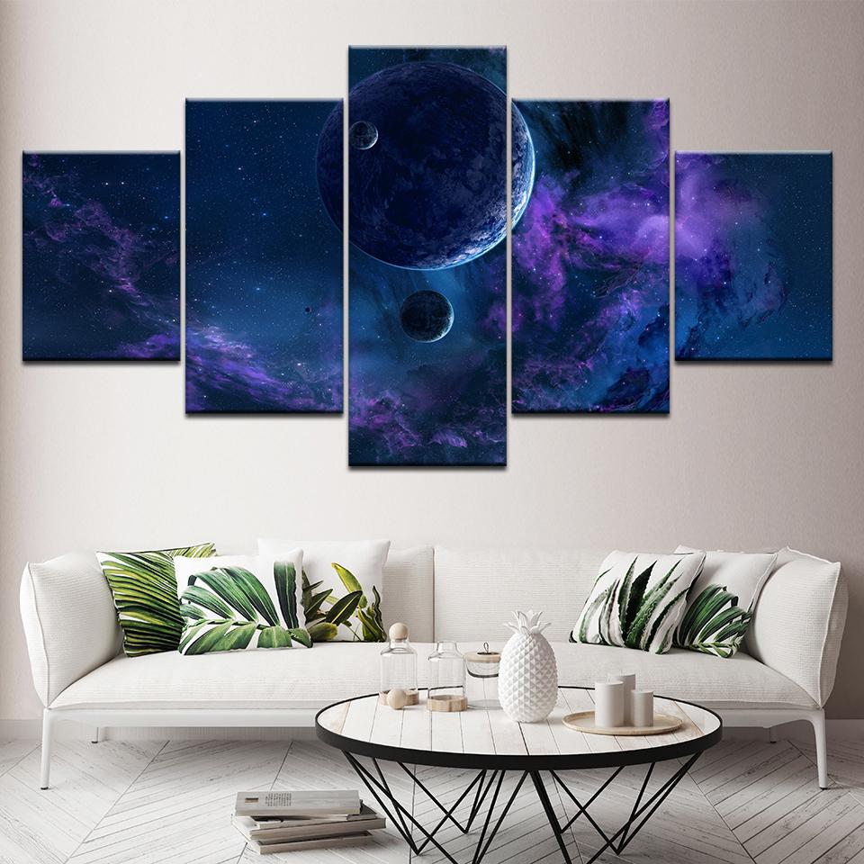 Canvas Painting Earth Planet Space5 Pieces Wall Art Painting Modular Wallpapers Poster Print for Living Room Home Decor