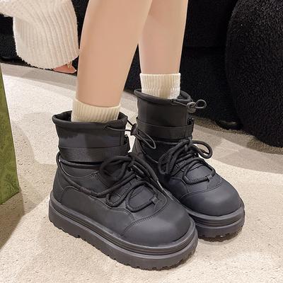 Internet Celebrity Fashion Versatile Casual Snow Boots Women's 2025 Winter New Thick Sole Heightening Piled Thickened Cotton Shoes