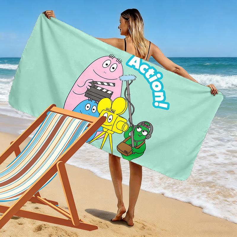Barbapapa Print Beach Towel, Large Soft Quick Dry Towel for Beach Camping Swimming