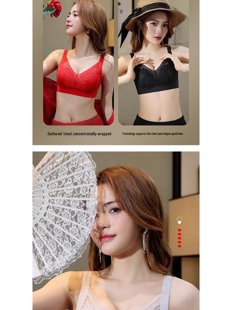 Adjustable Wire-Free Lace Push-Up Bra for Small Busts – Nude, Skin-Friendly with Side Support