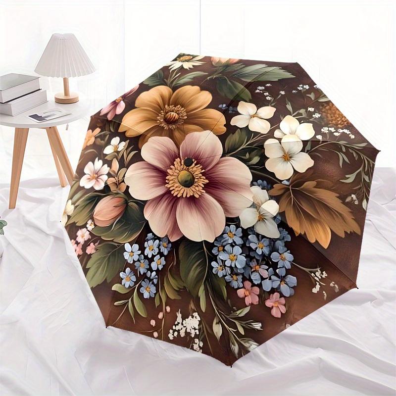 1pc Vintage Floral Bouquet Umbrella with Plastic Handle,Suitable for All Seasons Home Travel Outdoor UmbrellaB1621