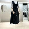 V252PSE943 Button Sleeveless Dress