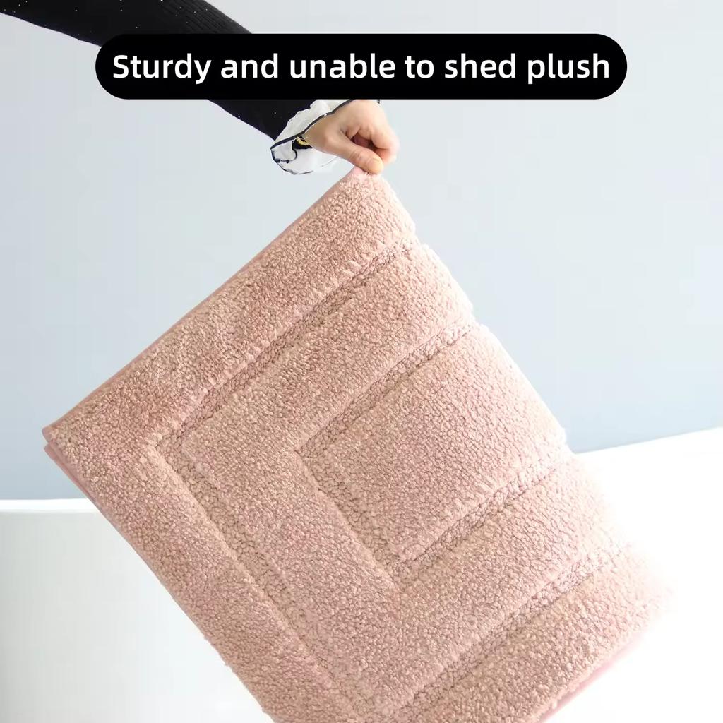 Plush Bathroom Floor Mat with Back Shaped Design, Anti Slip Foot Mat, Bathtub Absorbent Mat, Entrance Door Mat, Bathroom Small Carpet