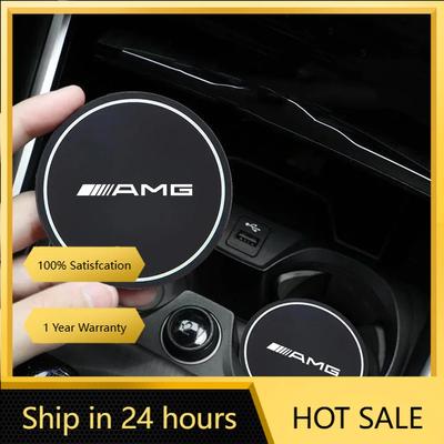 2025 Hot 2Pcs Car Coaster Water Cup Bottle Holder Anti-slip Pad Mat Silica Gel For Mercedes Benz AMG W204 W205 W203 W211 W212 W2
