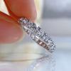 OEVAS 100% 925 Silver Full Square High Carbon Diamond Rings For Women Sparkling Wedding Party Fine Jewelry