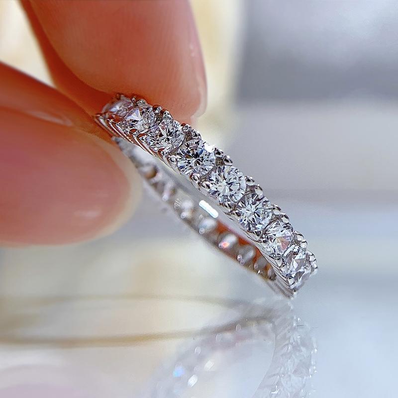 OEVAS 100% 925 Silver Full Square High Carbon Diamond Rings For Women Sparkling Wedding Party Fine Jewelry