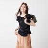 Srcr Damen 90% Maulbeerseide Elastisches T-Shirt