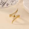 Ins Fringe Snake Stainless Steel Rings For Women Gold Color Cubic Zirconia Ring Wedding Jewelry Accessories Anniversary Gift Bff