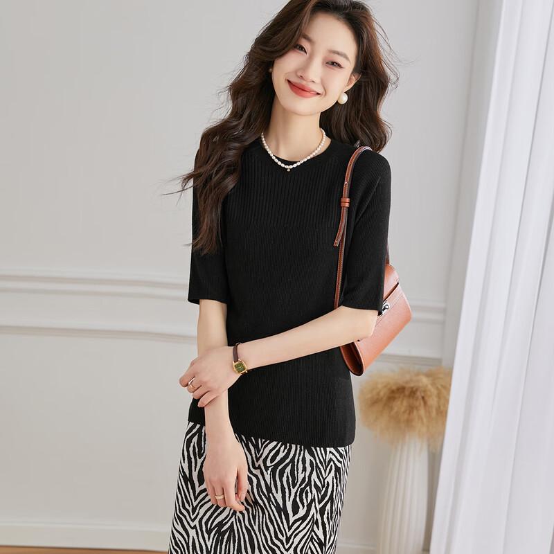 Srcr Women's Wool Blend Half-Sleeve Knit Top