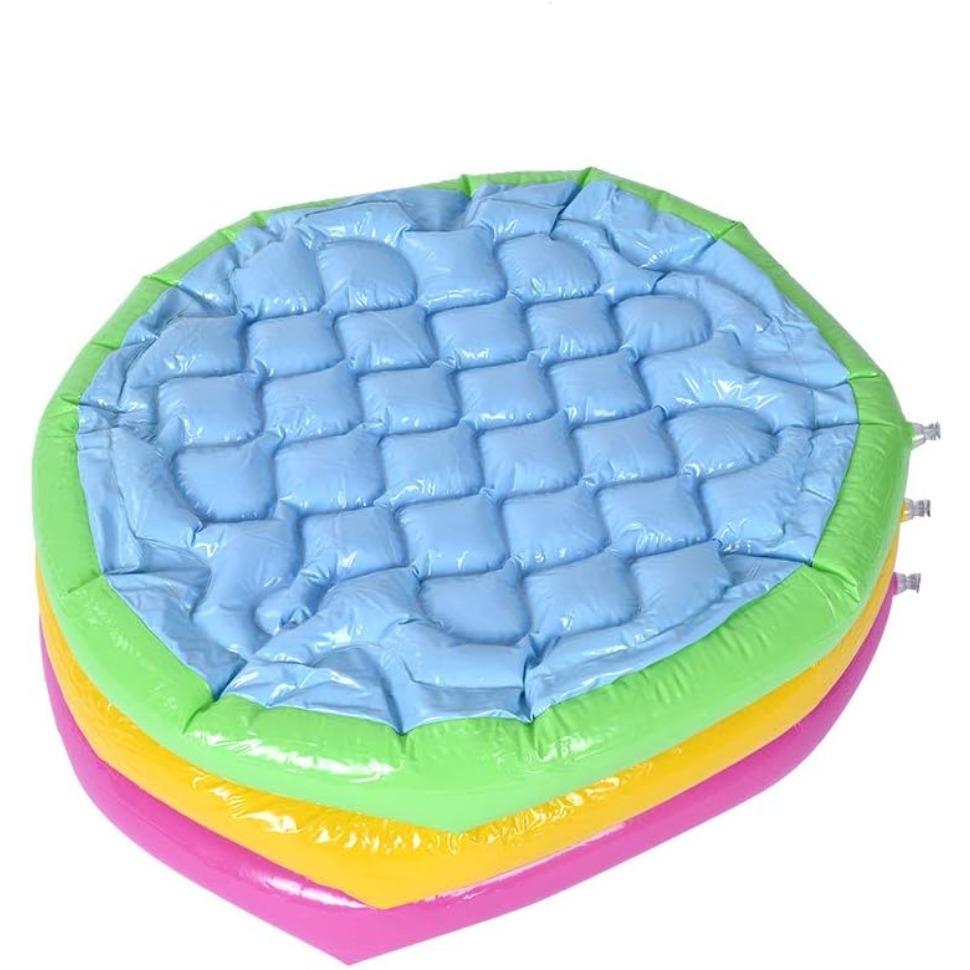 Three Ring Rainbow Foldable Inflatable Swimming Tub Toy Round Pool Baby Waterproof Playhouse Sand Table Fishing Toy Toddler Shower Bath for Children