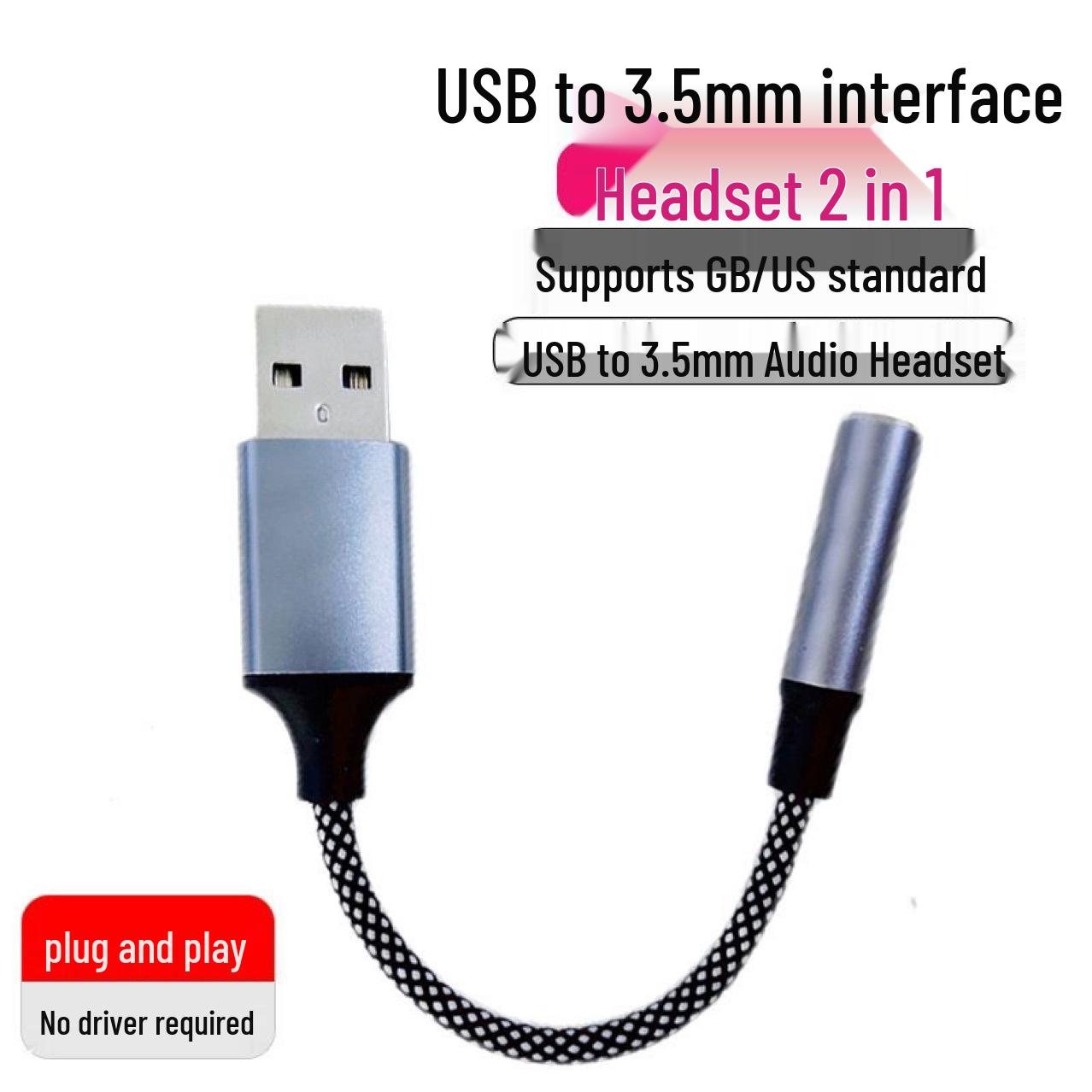 

Плетеный аудиоадаптерный кабель USB на 3,5 мм для настольного компьютера, ноутбука, наушников и микрофона