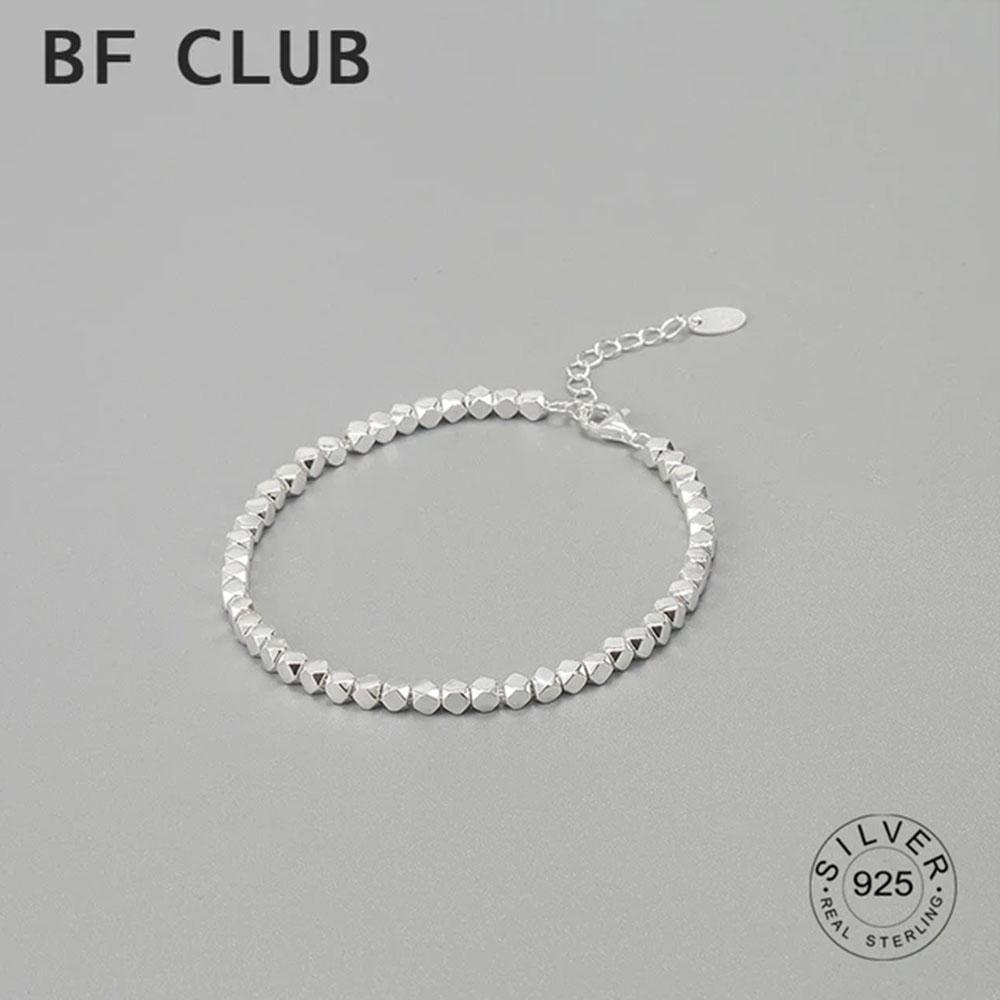 

BFCLUB Silver Color Hiphop Square Ball Bracelet for Women Men Vintage Handmade Hasp Bracelet Birthday Gift S-B451