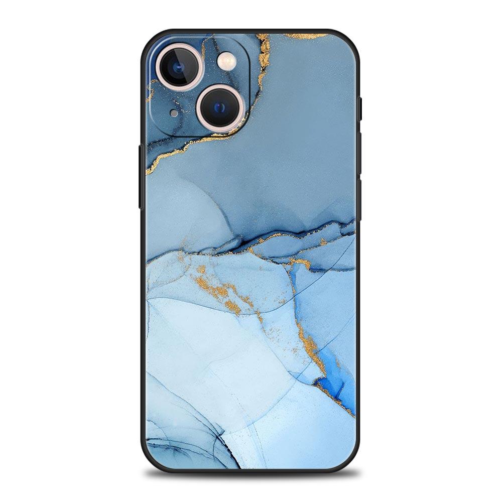 Luxury Phone Case For iPhone 16 15 14 11 Pro Max 13 12 XS X XR 7 8 Plus Shockproof Marble Ink Wash Cover Protect Funda