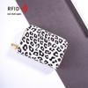 RFID Anti-theft Leopard Print Women's Accordion Card Holder with Zipper Coin Purse and Large Multi-card Capacity