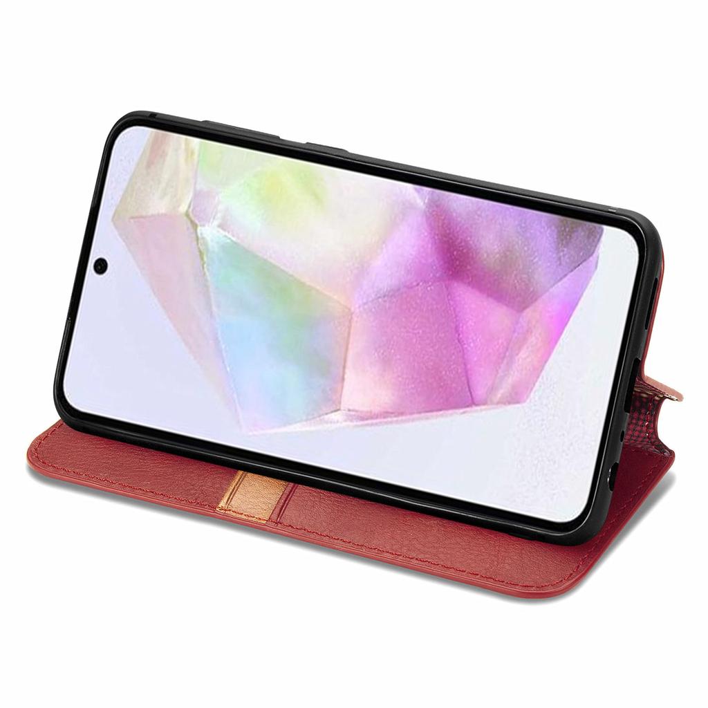 For Samsung Galaxy A35 5G PU Leather Case Rhombus Imprint Wallet Stand Phone Cover