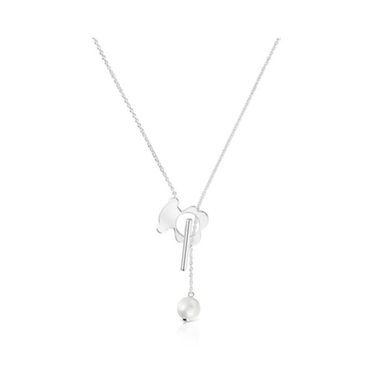 

Tous Short Silver Bear Necklace Cultivated Pearl I-Bear/ Short silver bear Necklace 1004126800 FREE